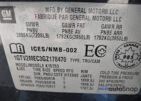 2016 GMC Sierra K1500 Sle from USA, damaged, VIN 1GTV2MEC3GZ178470